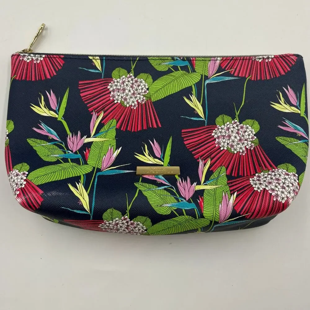 Trina Turk Cosmetic Case Midnight Paradise Floral Print Makeup Travel Bag